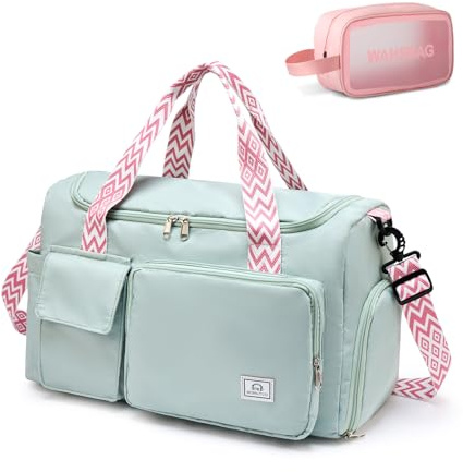 Small Gym Bag for Women, Travel Duffle Bag Carry On Weekender with Shoe Compartment, 34#Green