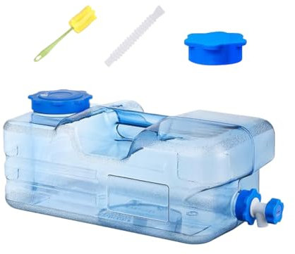 Starnearby Bidon d'eau avec Robinet 6L-18L, Réservoir d'eau Potable, Jerrican Alimentaire Camping, Conteneur d'eau sans BPA avec Tuyau et Brosse pour Camping, Randonnée, Barbecue, Pêche (15L)