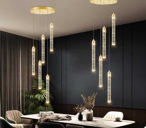 Mini-Kronleuchter, moderne Pendelleuchten, LED-Blasenkristall-Kücheninsel-Leuchten, goldene Mini-Pendelleuchte für Kücheninsel, Esszimmer, Schlafzimmer, Bar, dimmbare Decken-Hängeleuchten, 2700 K, 6