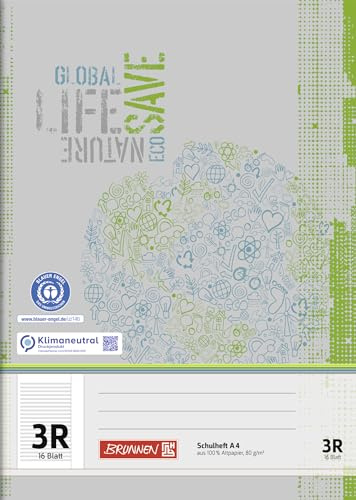 Schulheft A4 Lin 03 mit Rand 16Blatt Recyclingpapier