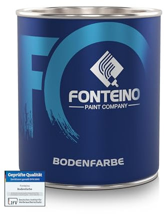 Fonteino Bodenfarbe Seidenmatt Betonfarbe Fußbodenfarbe Estrichfarbe I Hoch deckend, Wasserbasiert, Geruchsarm I Transparent I 750mL