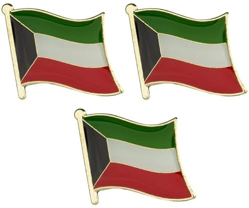 3 X Kuwait National Country Flag Lapel Metal Enamel Pin Badge
