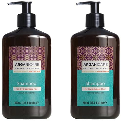 ARGANICARE | Argan-Serie | nährendes & feuchtigkeitsspendendes Shampoo | Stärkend | Bio-Arganöl | Pflege für trockenes und geschädigtes Haar | 2 x 400 ml