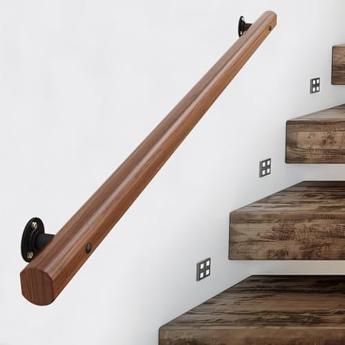 DMCHENGMA Ringhiera Moderna Corrimano, Ringhiera per Scale per Interni ed Esterni, Scale in Legno Massello da 1ft-15ft Corrimano Corridoio Asta di Supporto Bracciolo Forte Balaustra Robusta(80cm)