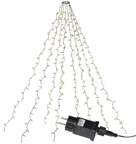 Nipach 200 LED warm weiß Weihnachtsbaum-Lichterkette - 8 Stränge Trafo 8 Funktionen grünes Kabel