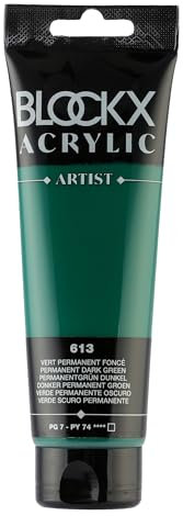 Blockx 60613BXC Acrylique Fine Opaque et Satinée - Vert permanent foncé PG 7/PY 74 - 120ml