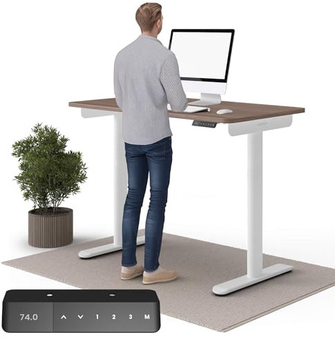 Ergotopia Desktopia One höhenverstellbarer Schreibtisch | elektrischer Schreibtisch höhenverstellbar | Bürotisch höhenverstellbar, Verstellbarer Tisch TÜV-geprüft, 7 Jahre Garantie 138x65 cm