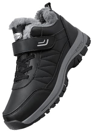 Generico Stivali Donna Pianta Larga Stivali Donna Invernali Scarpe Invernali comode in Cotone Antiscivolo per Le Donne Stivali da Neve Waetpoof Stivale Nero Donna Pelle Anfibi Bassi Donna (Black, 36)