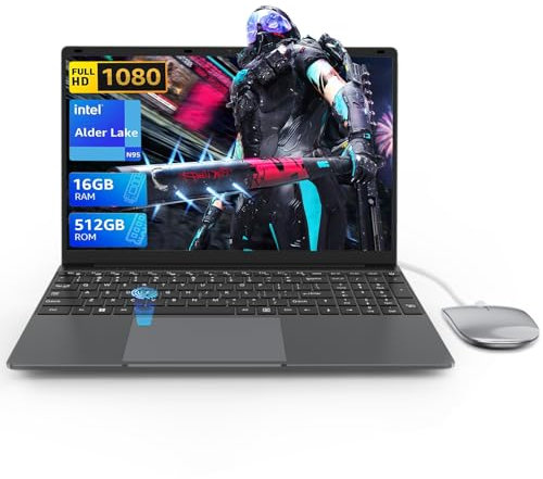 Ordinateur Portable 15.6 Pouces Laptop PC Portable 16Go RAM 512Go SSD Alder Lake-N95(jusqu'à 3.4 GHz) Laptop Computer Touch ID Unlock Bluetooth 4.2 Dual Band USB 3.0 Suitable forEducation/Business
