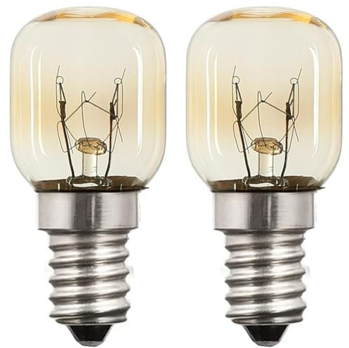 Sunnylinn 15W Oven Bulb E14 230V Warm White Dimmable E14 Screw Oven Bulb 300 Temperature Heat Resistant Small Edison Screw Base 150lm for Microwave, Oven, 2 Pack.