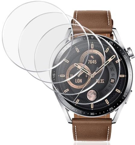Gelaasso 4 Piezas Protector de Pantalla para Huawei Watch GT 3 Pro 46mm, Cristal Templado 9H Anti-Rayaduras, Transparente HD Cristal Templado para Huawei Watch GT 3 Pro 46mm