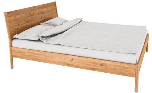 Lomadox Bettgestell Einzelbett Bett 90x200 cm, Eiche massiv geölt, Echtholz/Massivholz