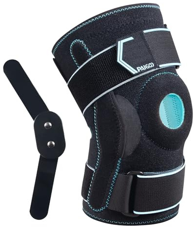 PAIGOO Kniestützbandage mit Scharnier-Verstellbare Offene Patella mit Parallelen Riemen und Doppelten Seitenstabilisatoren zur Linderung von Gelenkdruck, Arthritis, MCL, ACL, Bänderverletzung