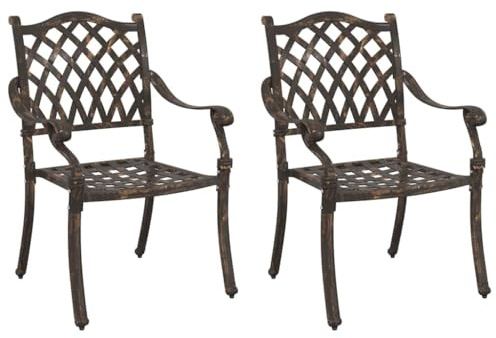 vidaXL Gartenstuhl 2 STK. Bronze Aluminium | Das edle bronzefarbene Finish sorgt für einen Hauch von Luxus, Ideal für den Einsatz im Freien,
