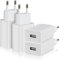4-Pack 5W Cargador Enchufe USB, 5V / 1A Carregador USB Cargador Movil, USB Charger Enchufe Cargador Compatible iPhone Samsung Huawei Xiaomi LG (Negro)