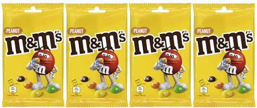 M&M'S Peanut 4x 82g - Knackige Erdnüsse in Milchschokolade mit bunter Zuckerhülle I Erdnuss I Schokolage I Snack