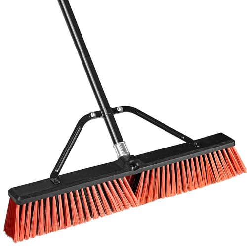 JEHONN 60 cm Scopa da Esterno Resistente con Manico Lungo 160 cm, Spazzolone per Pavimenti Esterni con Setole Rigide per Garage, Magazzino, Giardino, Patio, Terrazza, Cortile, Strada (Rossa)