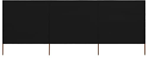 KLYEON Paravent 3 Panneaux Tissu 400 x 120 cm Noir Vie en extérieur