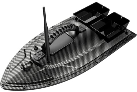 ExPrismarx RC Bait Boat, V070 Dual-Hopper GPS Fishing Bait Boat 500m Remote Control with 40 Waypoints & 1.5kg Loading, Ideal for Bait Delivery Carp Fishing