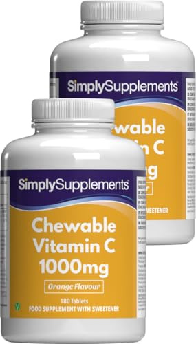 Vitamin C Kautabletten 1000mg mit Orangengeschmack - 360 Tabletten - Geeignet für Veganer - Versorgung für 1 Jahr - Simply Supplements
