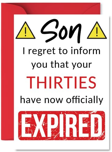 Funny 40th Birthday Cards for Son, Your Thirties Have Expired | Happy Birthday Card for Son from Mum or Dad Parents, A5 Banter Joke Humour Bday Greeting Cards Gift