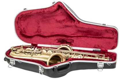 Crossrock ABS-Tenorsaxophon-Koffer – innen roter Samt, Zubehörtasche, Sicherheitsschloss und abnehmbarer Gurt (CRA865TSBK)