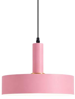 HJXDtech Suspension Luminaire Moderne en Métal de 30cm, Coloré Rond Lustre Suspendue E27 Lampe au Plafond pour Salon,Cuisine, Salle à Manger, Pub et Café (Rose)