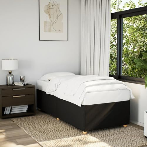 QJBSAVVA Bettgestell 80x200 cm Schwarz Stoff mit Lattenrost Modernes Jugendbett ohne Matratze für Schlafzimmer Gästezimmer und Einrichtungen mit kompakten Maßen