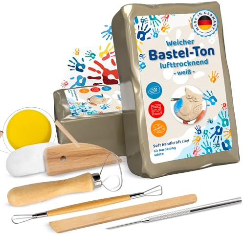 work'n'life Bastelton 2,5 kg selbsttrocknend – Lufttrocknender Ton weiß | Geschmeidiger Bastelton für kreative Projekte – leicht formbar und nach dem Trocknen bemalbar.