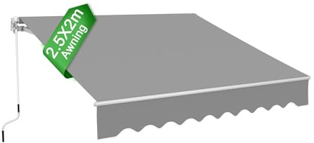 LZQ Toldo de aluminio 2,5 x 2 m para balcón, protección solar, toldo de cassette con brazo articulado, toldo parasol color gris claro