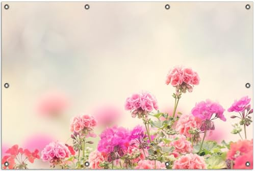 Wallario Outdoor-Poster für Garten oder Balkon Zarte Blüten in Rosa, Motivbanner Größe: ca. 100 x 150 cm, Outdoor-Bild
