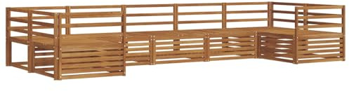 vidaXL Sofagarnituren 7 pcs Natur Massivholz Akazie, Garten, Moderne Sofas, langlebige Möbel, Terrasse, Bequeme Lounge, praktische Sitzgelegenheit