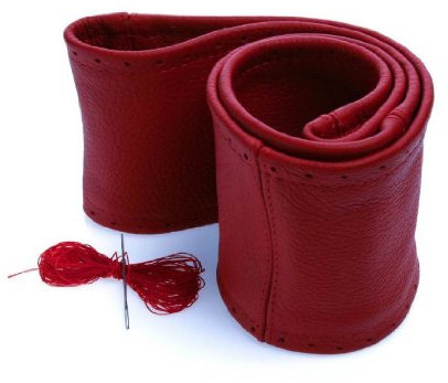 myshopx Lenkradhülle Lenkradbezug ROT Lenkradschoner Echt Leder Ø 37-39cm/ 9,5cm