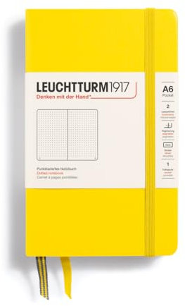 LEUCHTTURM1917 344796 Notizbuch Pocket (A6), Hardcover, 187 nummerierte Seiten, Zitrone, dotted