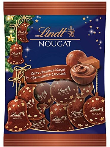 Lindt Baumbehang Nougat | 100g | Zarter Haselnuss-Nougat in Vollmilch-Schokolade | 3 Sorten | Glutenfrei | Edle Weihnachts-Schokolade | Christbaumschmuck & Geschenkidee