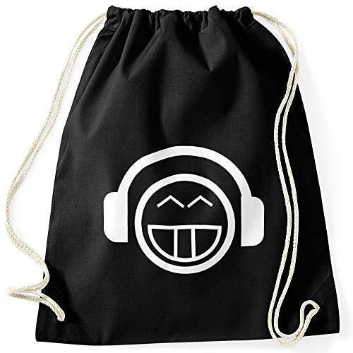 MoonWorks Turnbeutel Crazy Emoticon Hipster Beutel Tasche Sportbeutel Gymsac Gymbag schwarz Unisize