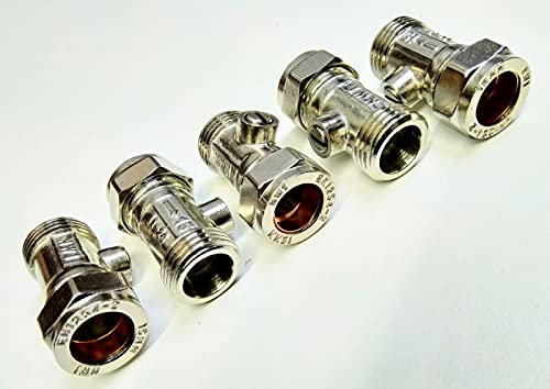 Chrome Bolofix Absperrventil, 15 mm x 12,7 mm (0,5 Zoll), Eisen, flache Stirnseite, doppelseitig, für Wasserhahn-Anschluss