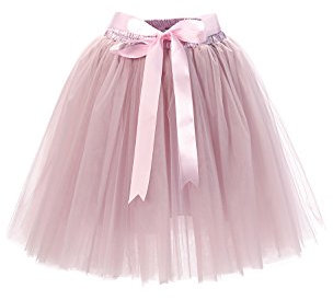 Babyonline® Damen Prinzessin Falten Rock Vintage Kleid Spitzen Rock Midirock Ballettrock Tüllrock Unterrock Knielang, Grau Rosa, One Size/Einheitsgröße