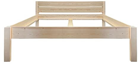 LIEGEWERK Massivholzbett Designbett mit Kopfteil 180x200 cm Doppelbett Bett Holz Bettgestell (180cm x 200cm)