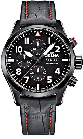 Delma Flieger-/Herrenuhr analog Automatik-Lederarmband - 407044