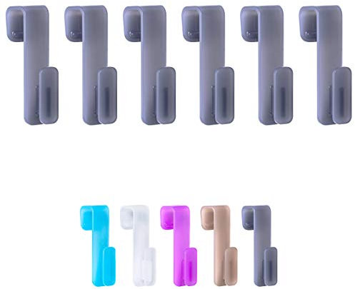 WELLGRO 6X Rundheizkörperhaken - Top Qualität Made IN Germany - Haken für Handtuch - Heizkörperhaken - Handtuchhaken - Farbe wählbar, Farbe:Grau