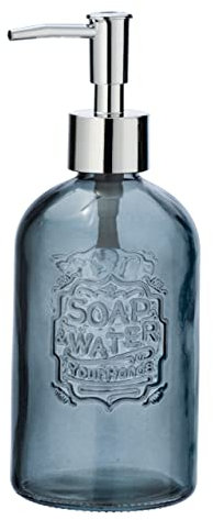 WENKO Distributeur de Savon Vetro Gris - Distributeur de Savon Liquide, Distributeur de Liquide Vaisselle Capacité: 0.4 l, Verre, 8.5 x 19 x 7.5 cm, Gris