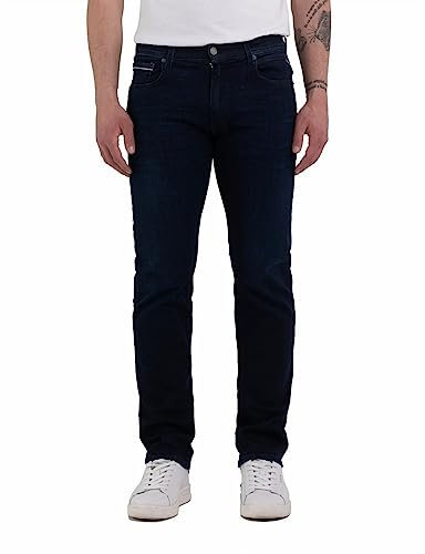 Replay men's Grover straight-fit jeans with stretch, blue (Dark Blue 007), 38W / 32L