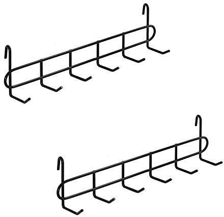 FRIADE Schwarze Gitterhaken für Wandgitter, Haken zum Aufhängen für Wandgitter, Aufbewahrung und Display, Größe 27,2 x 7,1 x 4,6 cm, 2 Stück