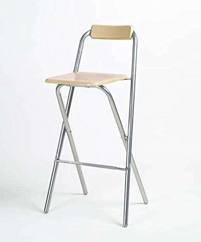 HOMION Folding Breakfast Chair Wooden Bar Stool with Rubber Covered Footrest for Kitchen Fold able Bar for Restaurant Kitchen Living Garage Camping Campervan Aisle Chair Aisle Stool Office (Natural)