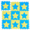 Relaxdays Puzzlematte Sterne, 9er Set, 18 Teile, EVA Schaumstoff, schadstofffrei, Spielunterlage 91 x 91 cm, blau-gelb