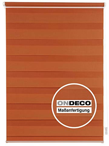 ondeco Doppelrollo auf Maß mit Klemmträger, ohne Bohren, Sonnenschutz für Fenster innen, Jalousie Seitenzug Rollo Kettenzugrollo Klemmfix Rot B: 81-90 cm, L: 40-160 cm