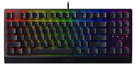 Razer BlackWidow V3 Tenkeyless Mechanical Gaming Keyboard: Razer Mechanical Switches - Chroma RGB Lighting - Compact Form Factor - Programmable Macro Functionality - USB Passthrough (Renewed)