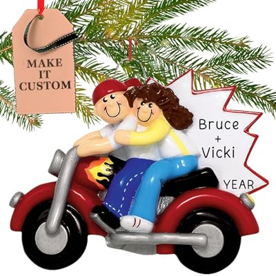 Holiday Traditions Motorrad Paar Weihnachten 2020 Ornament - Charmante Personalisierte Weihnachten Ornamente für Paare Leicht Custom Christmas Ornament - Polyresin Couple Ornament 2032