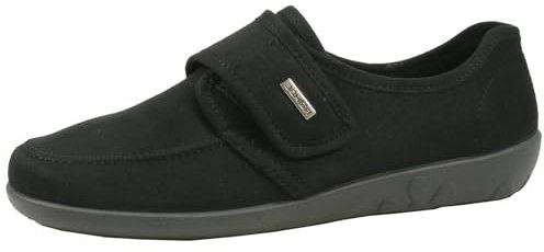 Rohde Damen Hausschuhe Slipper Klettverschluss trageangenehm Ballerup 2222, Größe:39 EU, Farbe:Schwarz